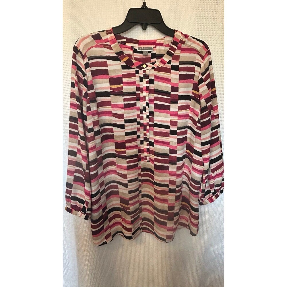 JM Collection Multicolor Geometric Blouse - Picture 3 of 12